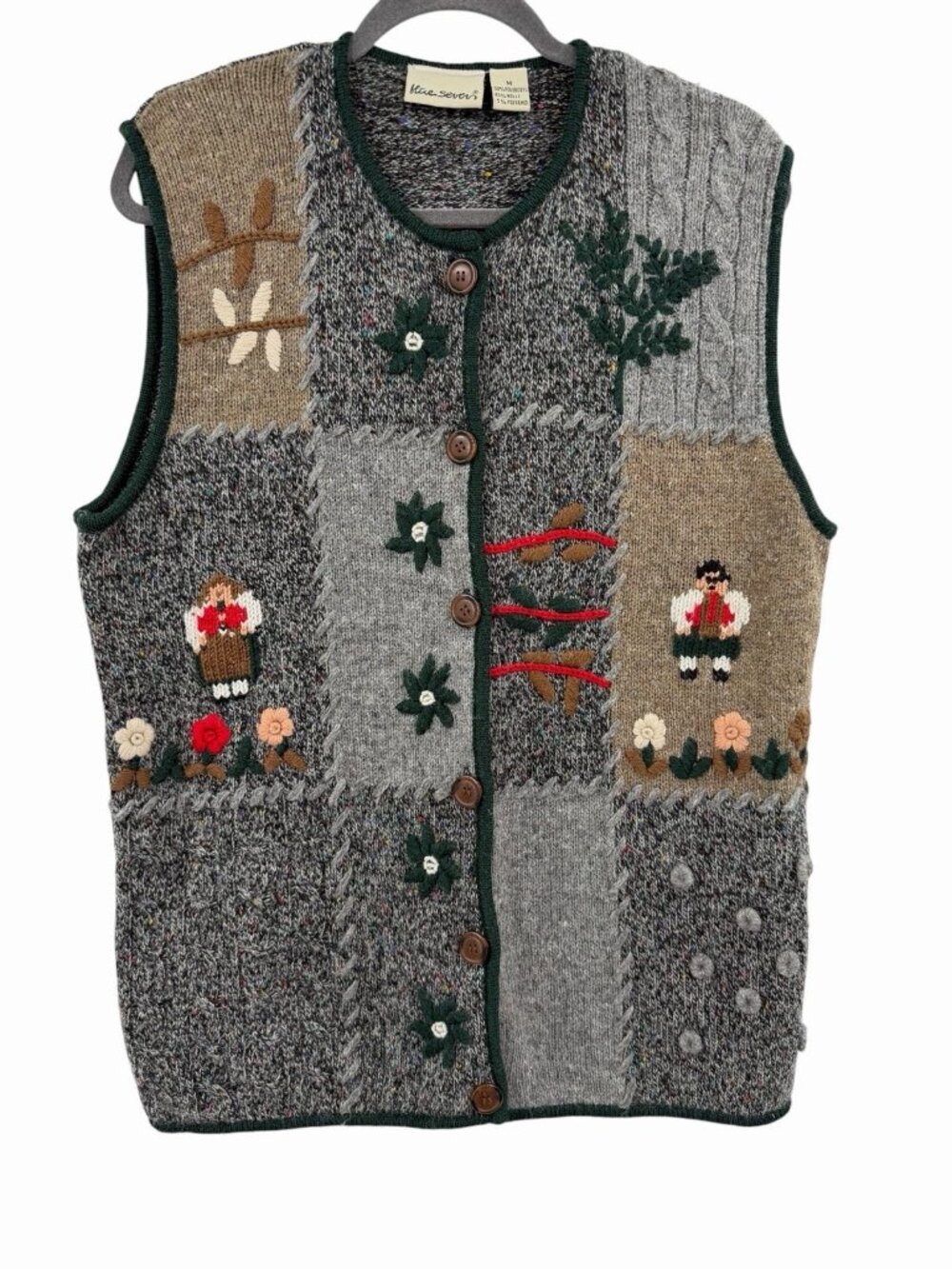 FLIRE SEVEN Women's Vintage Bavarian Folk Grandma Wool Blend Sweater Vest MD - Picture 1 of 5